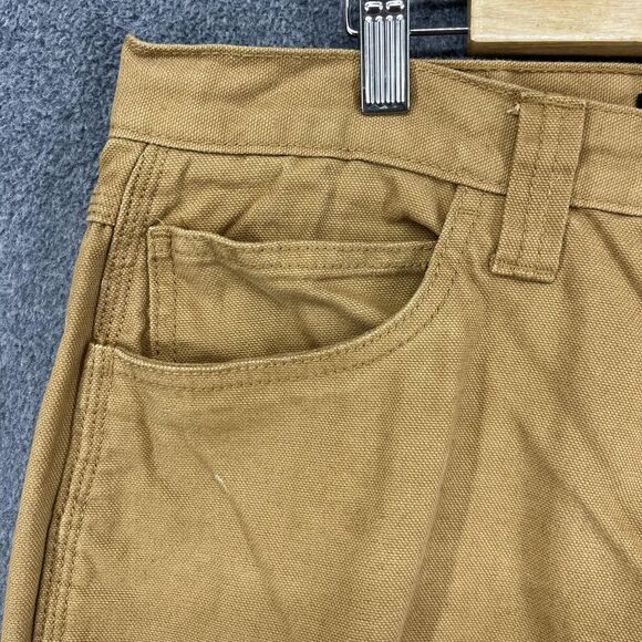 Berkley Jensen Carpenter Pants Mens 34x30 Brown Duck Canvas Workwear Hammer Loop - Picture 3 of 16